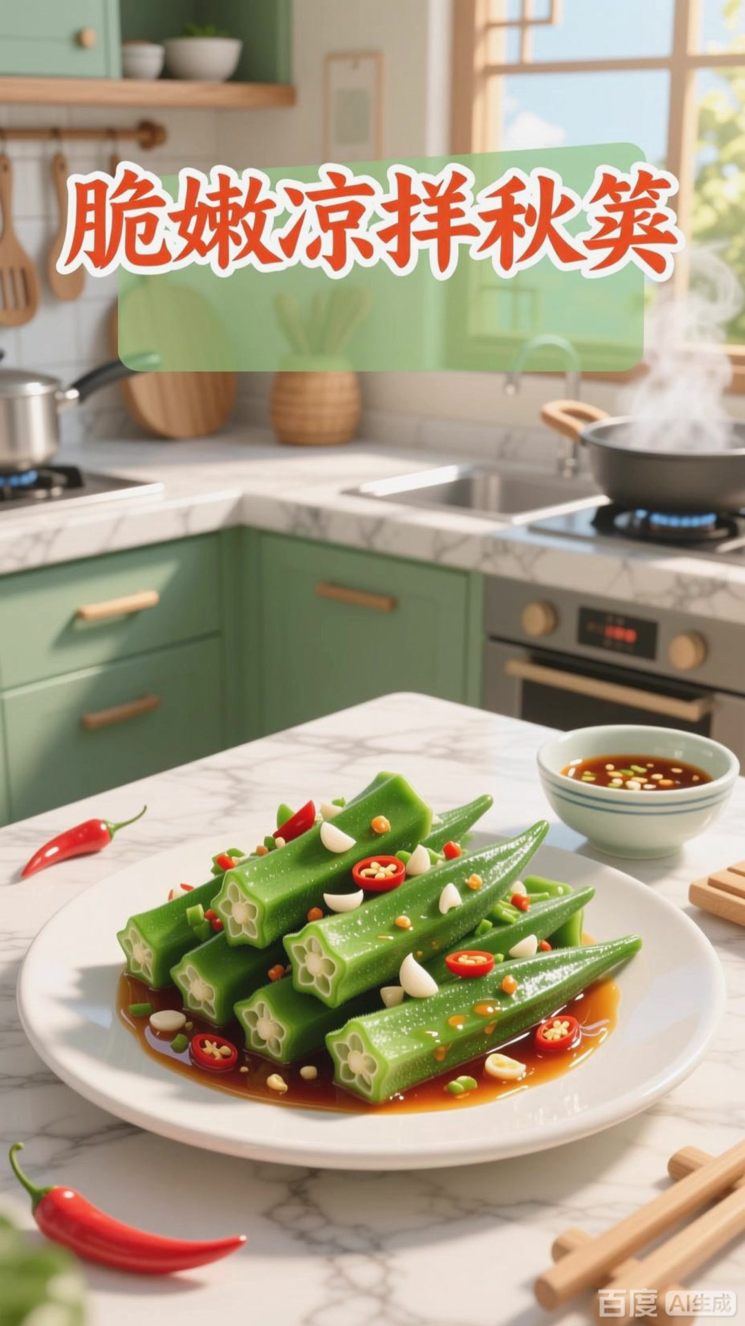 秋葵凉拌，脆嫩爽口新体验