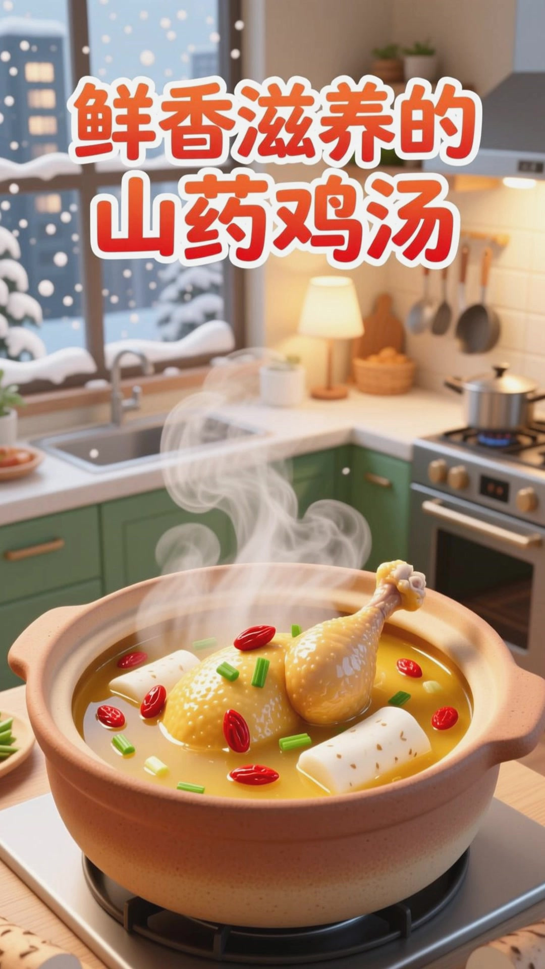 山药配鸡汤炖煮，鲜香滋养健康养生超赞