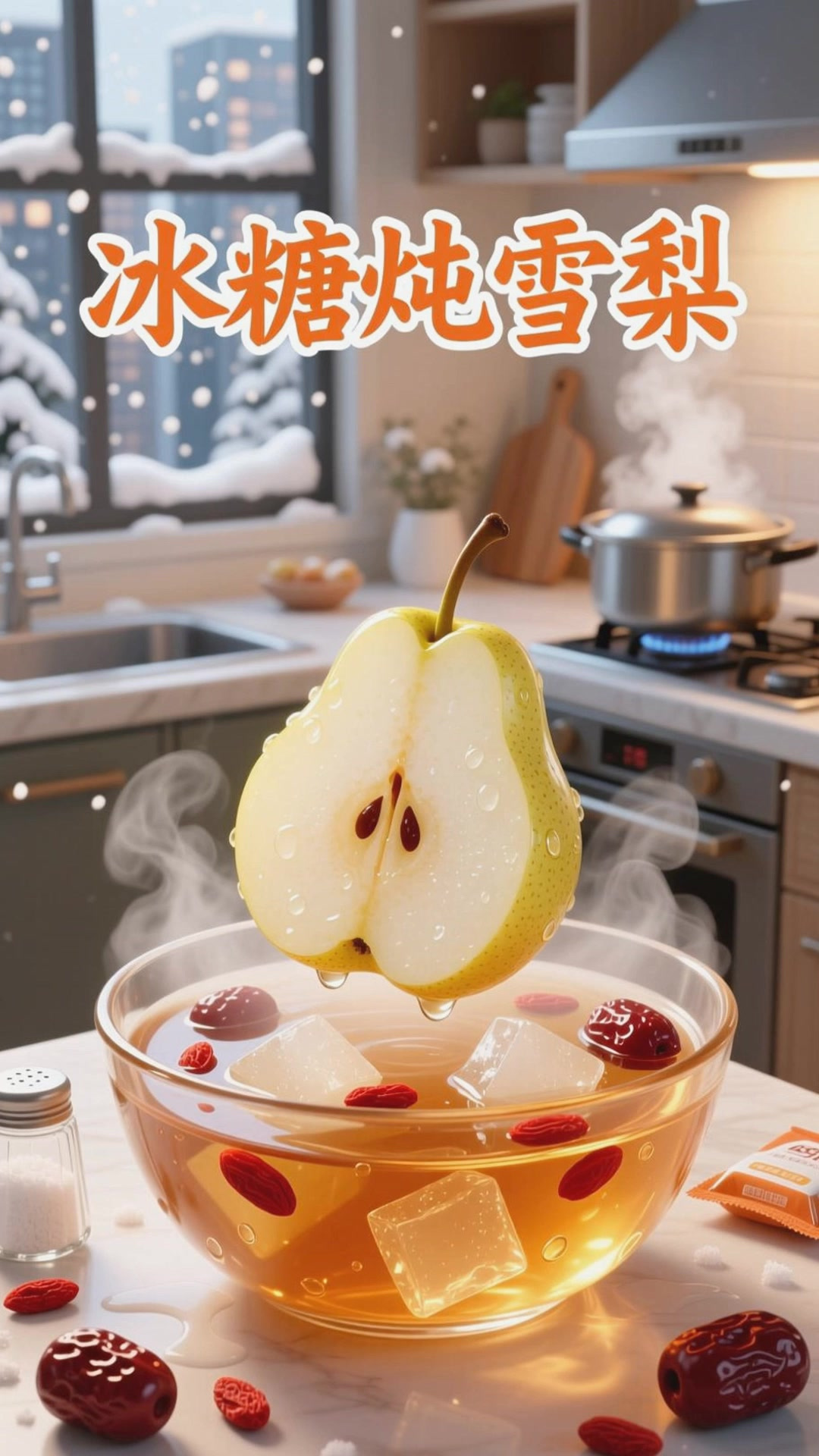 冬季冰糖炖雪梨，润喉滋养