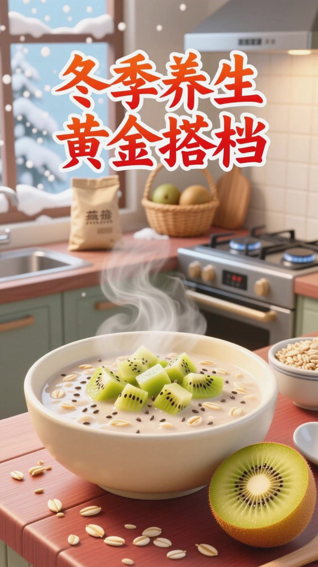 冬季养生,猕猴桃配燕麦粥