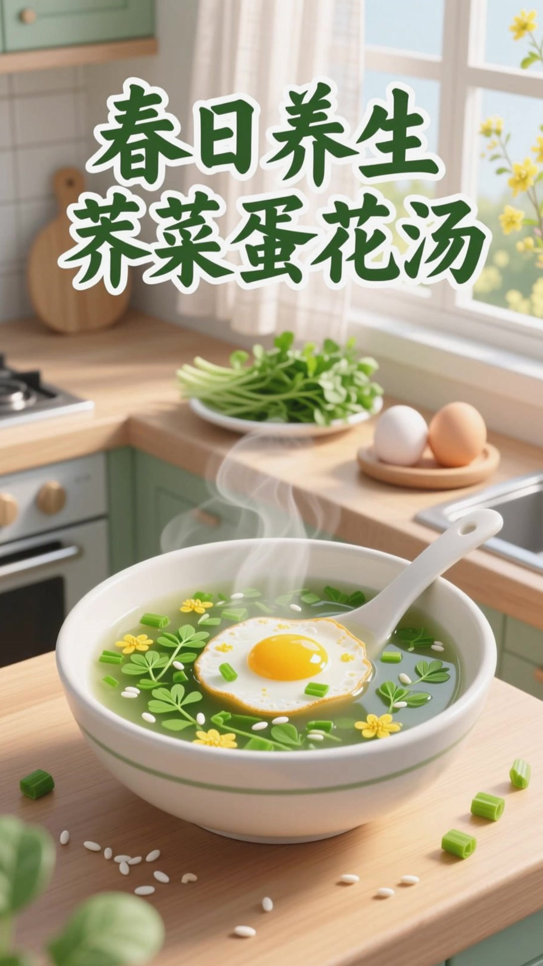 春季养生鲜香,荠菜鸡蛋蛋花汤