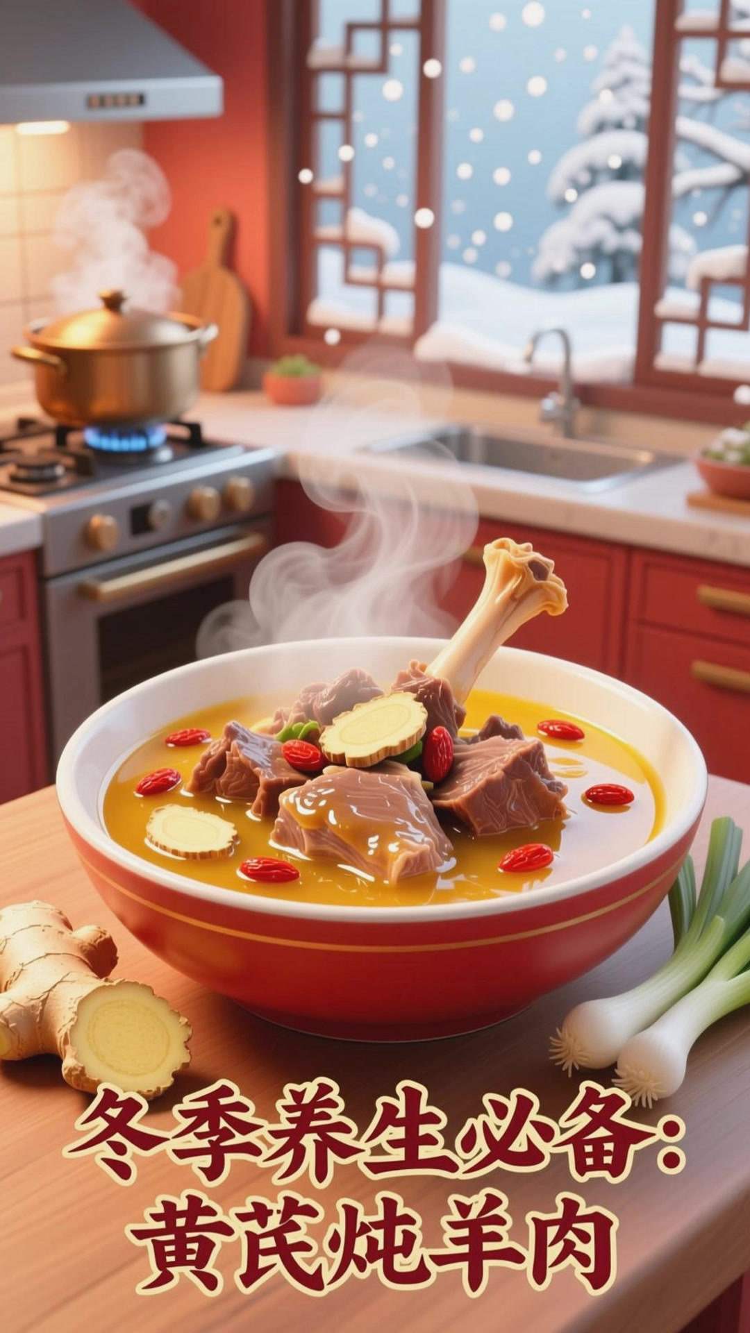 冬季养生温润,黄芪炖羊肉