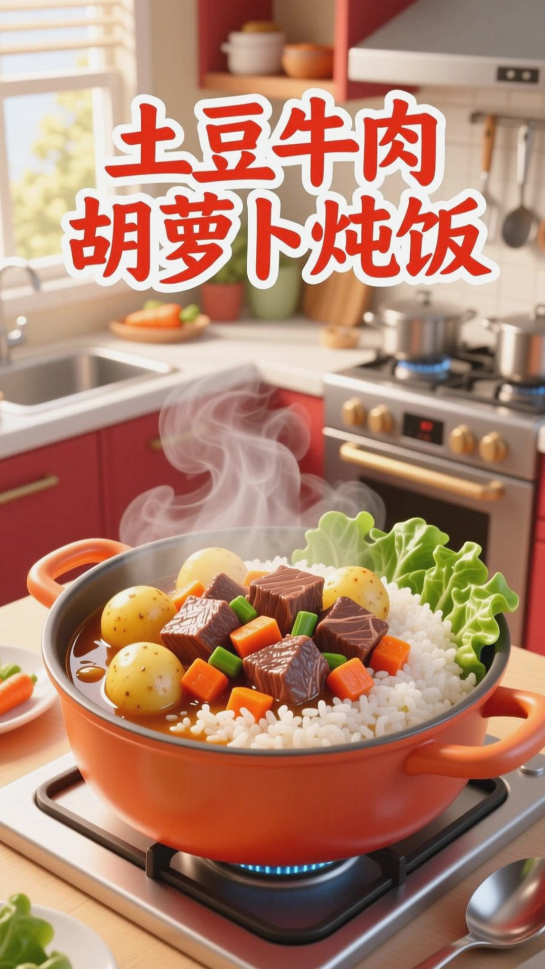土豆牛肉胡萝卜炖饭,营养均衡之选