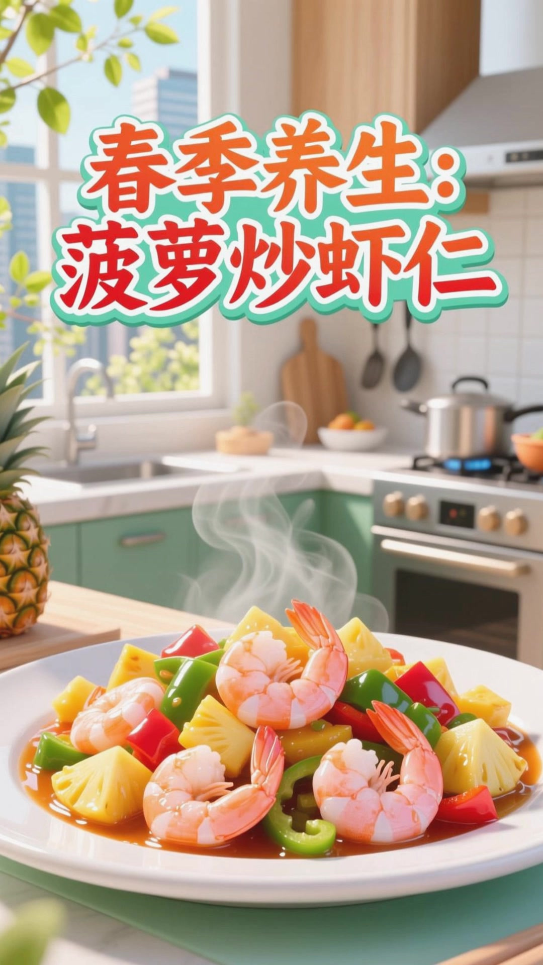 春季养生，菠萝炒虾仁鲜香健康