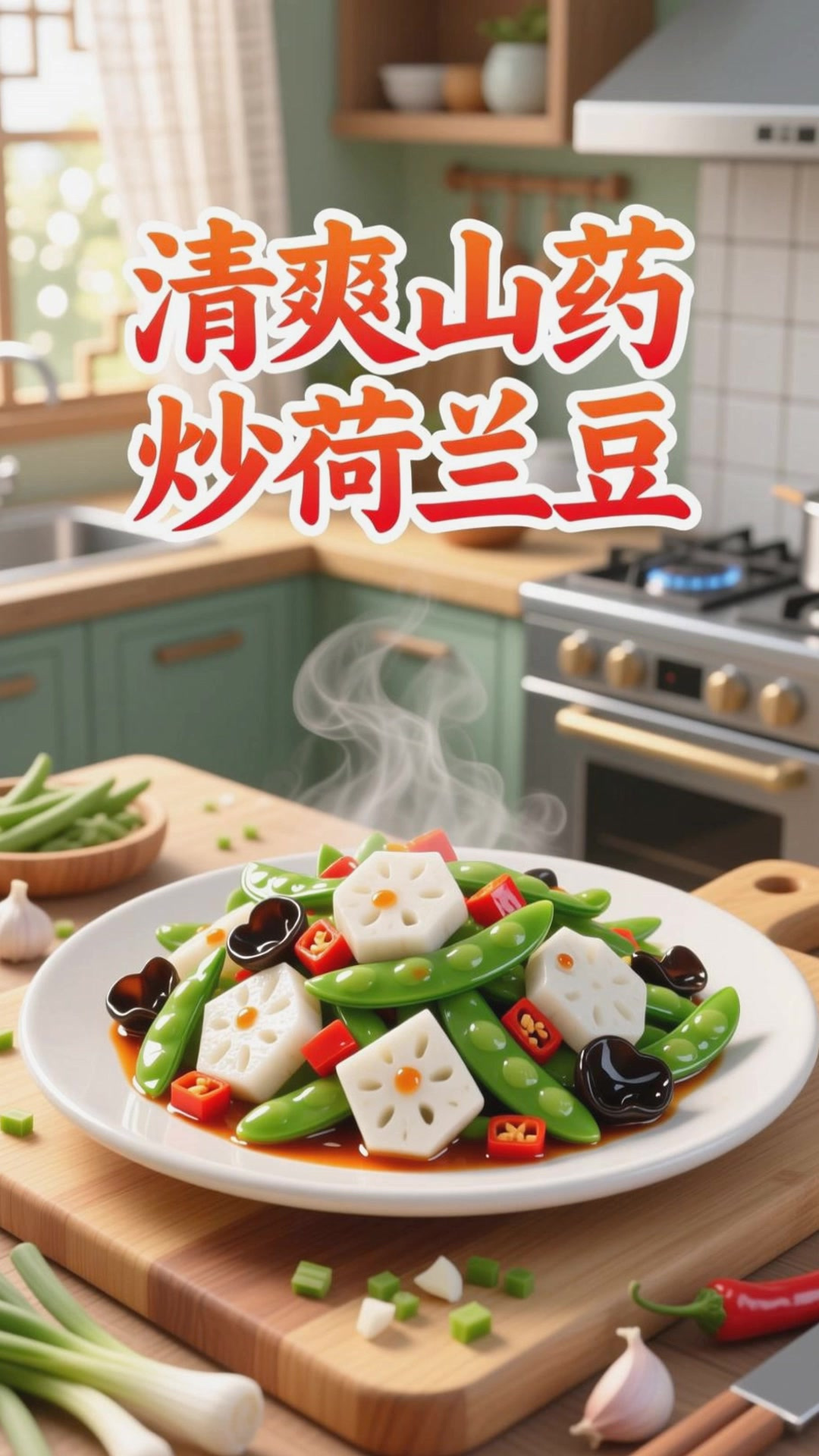 山药炒荷兰豆,清爽营养超下饭