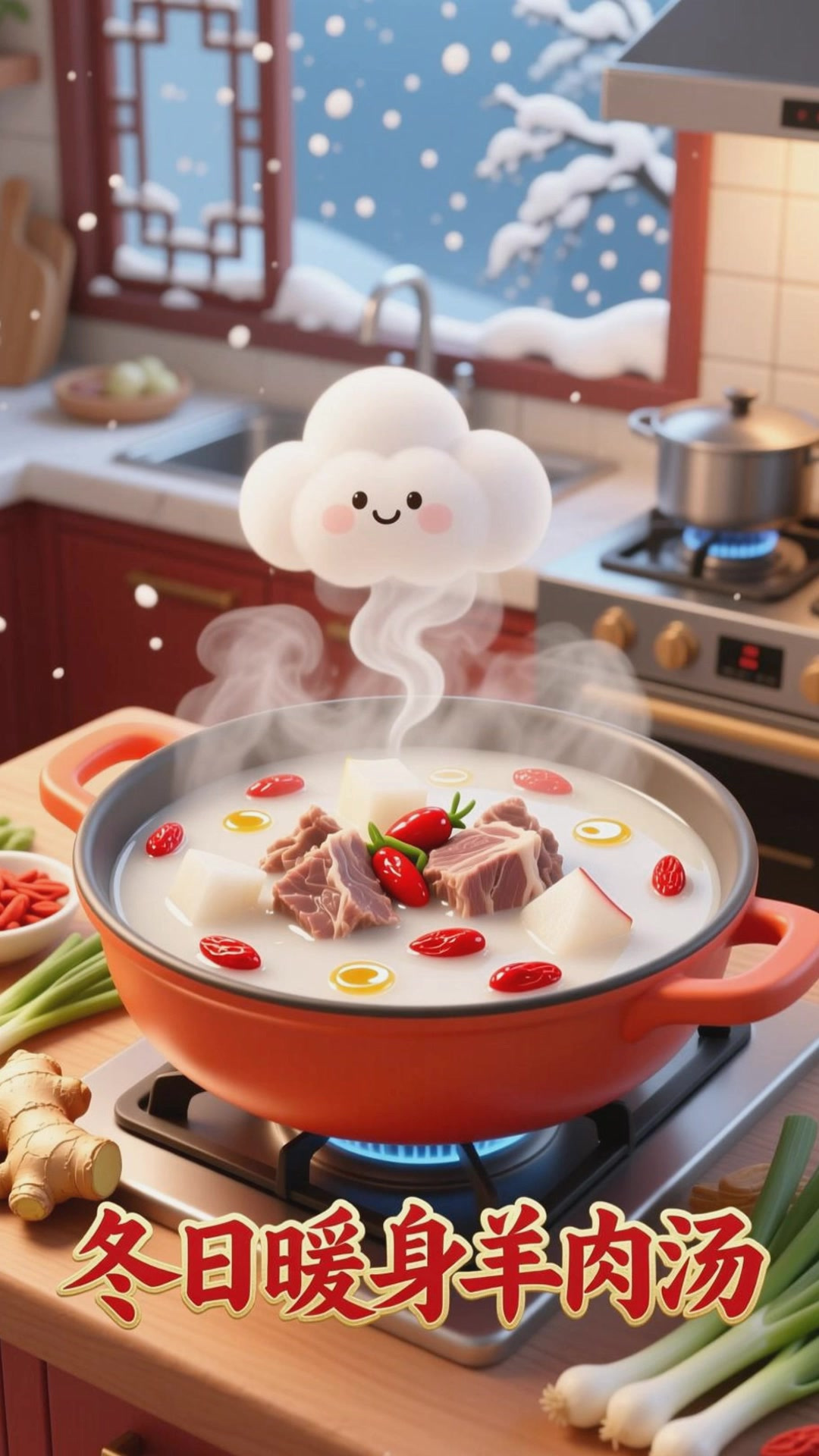 冬季吃羊肉萝卜汤,加枸杞更营养