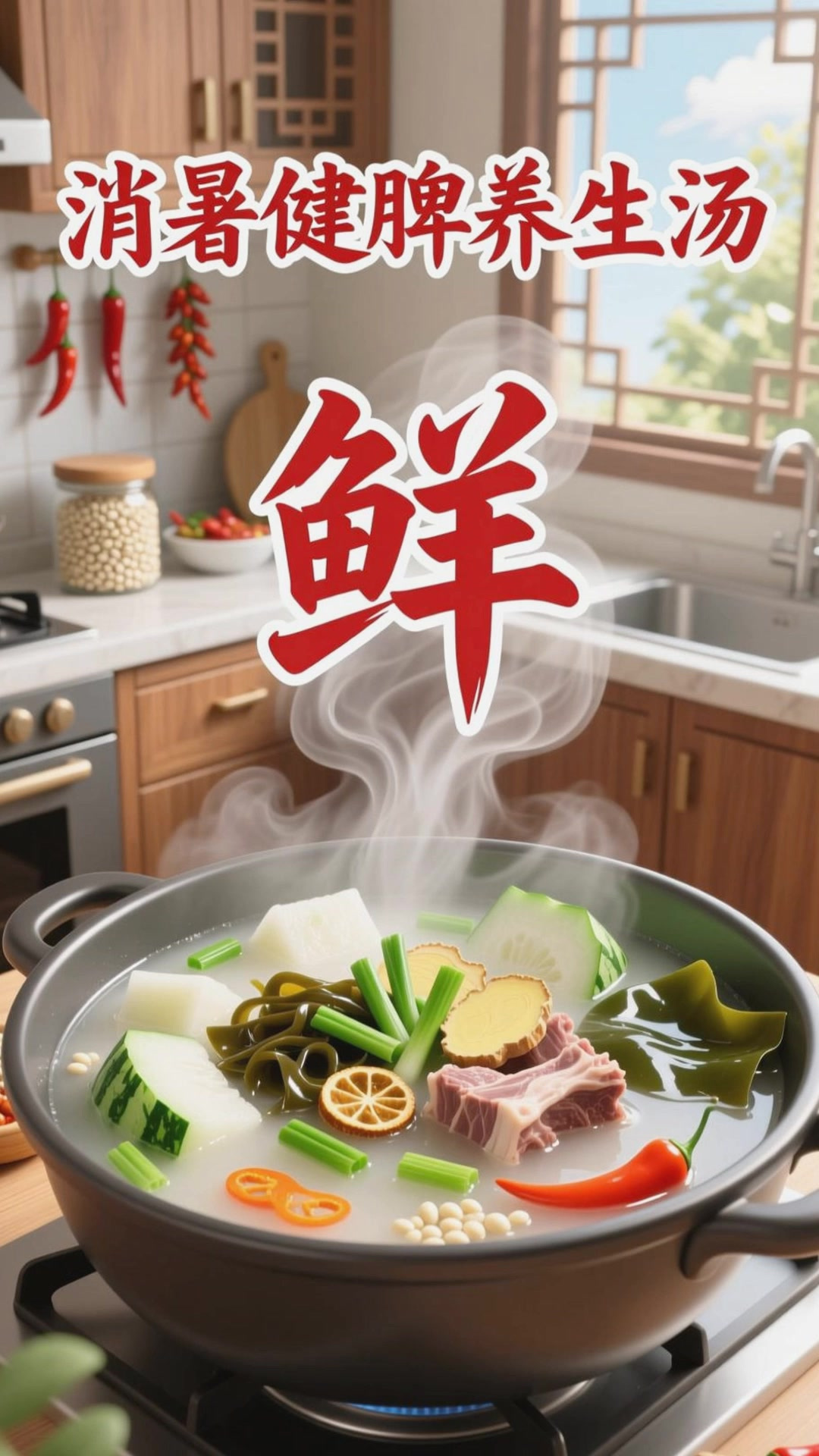 冬瓜海带炖排骨，加陈皮更开胃