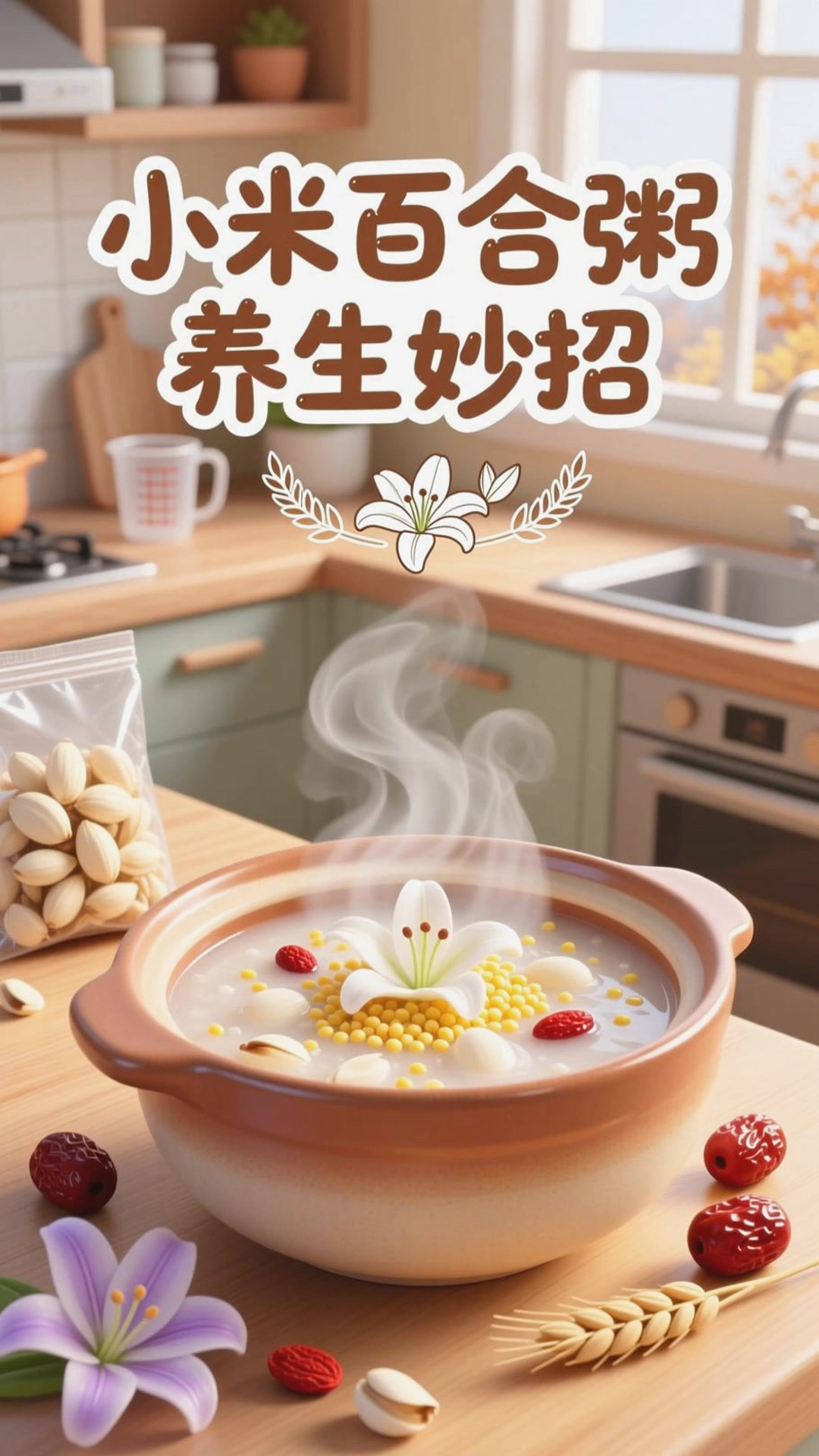 小米粥加百合,安神养胃超温和