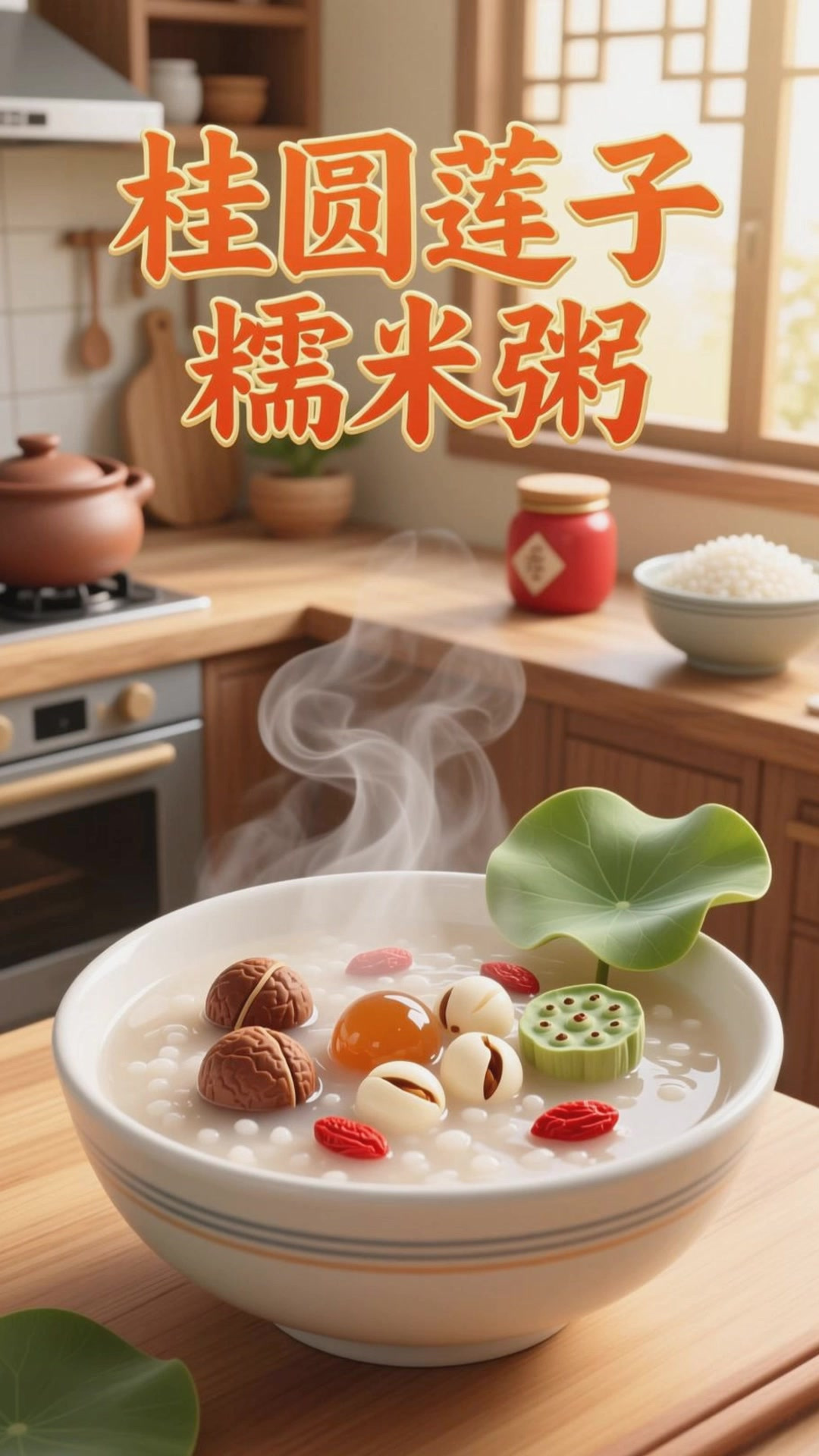 桂圆莲子糯米粥,香甜养生超可口