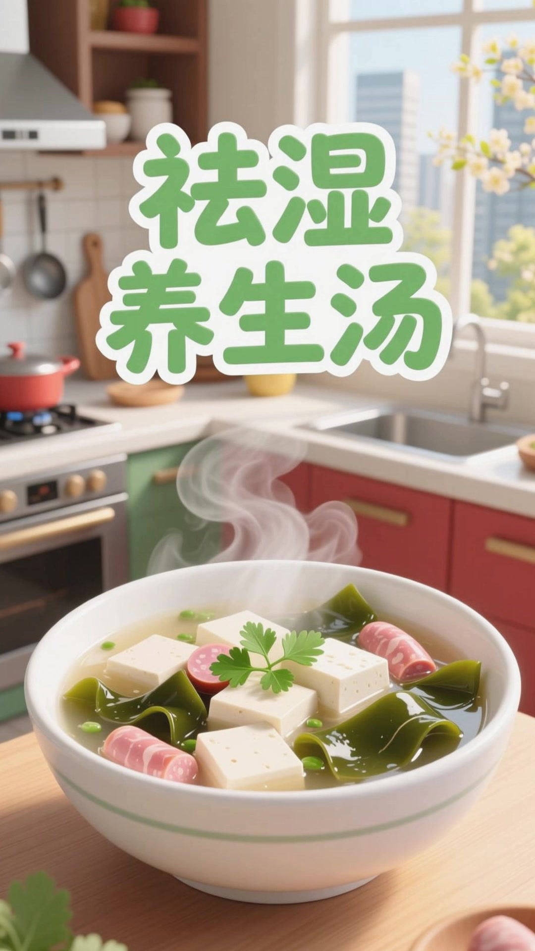 豆腐海带炖汤，清淡祛湿养生