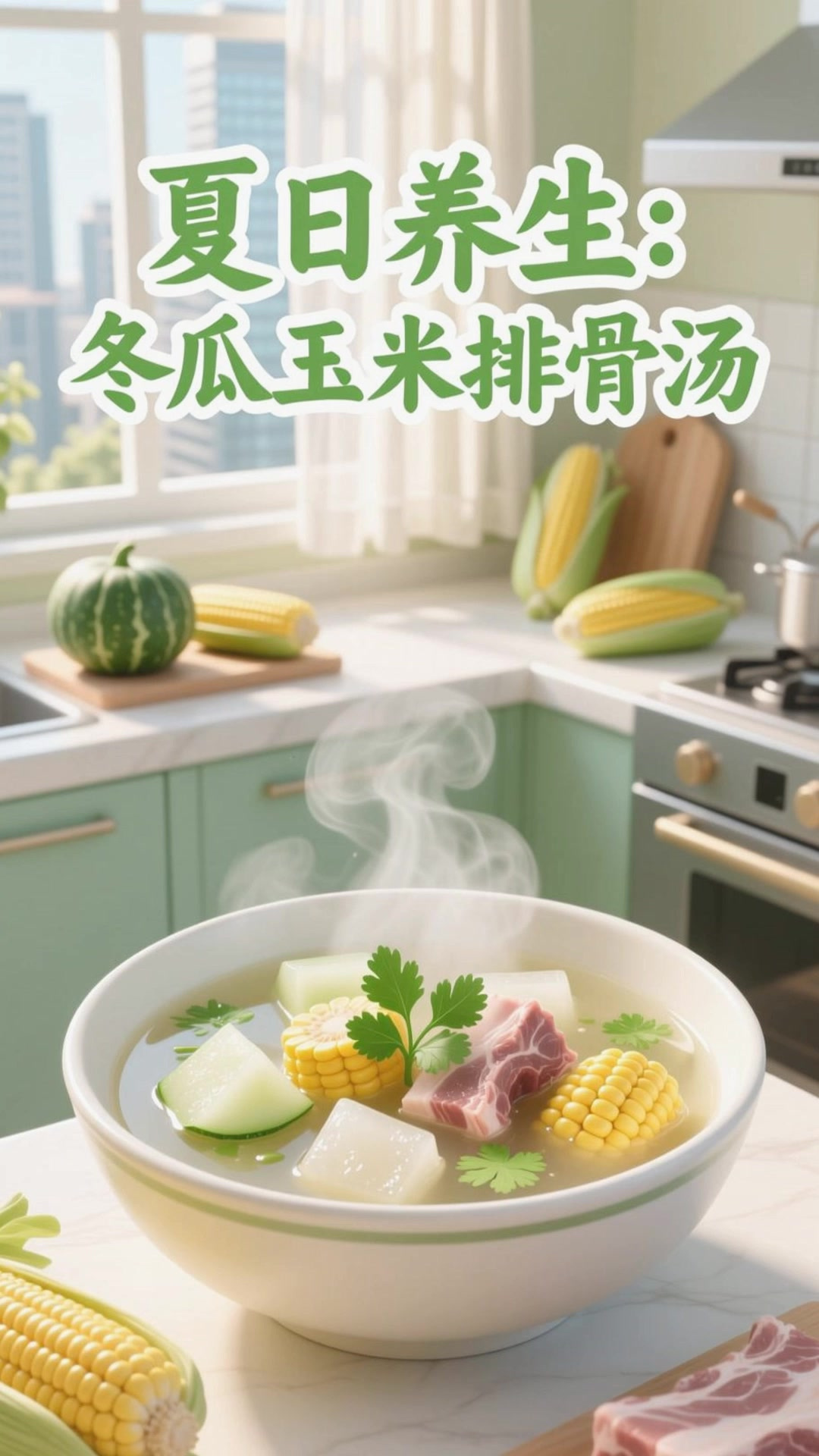 冬瓜玉米排骨汤，养生祛湿不油腻