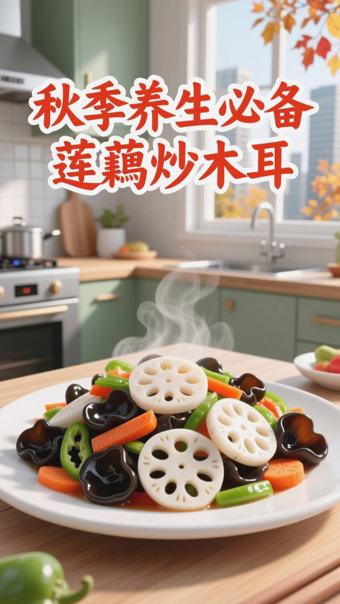 莲藕炒木耳,清爽可口超下饭