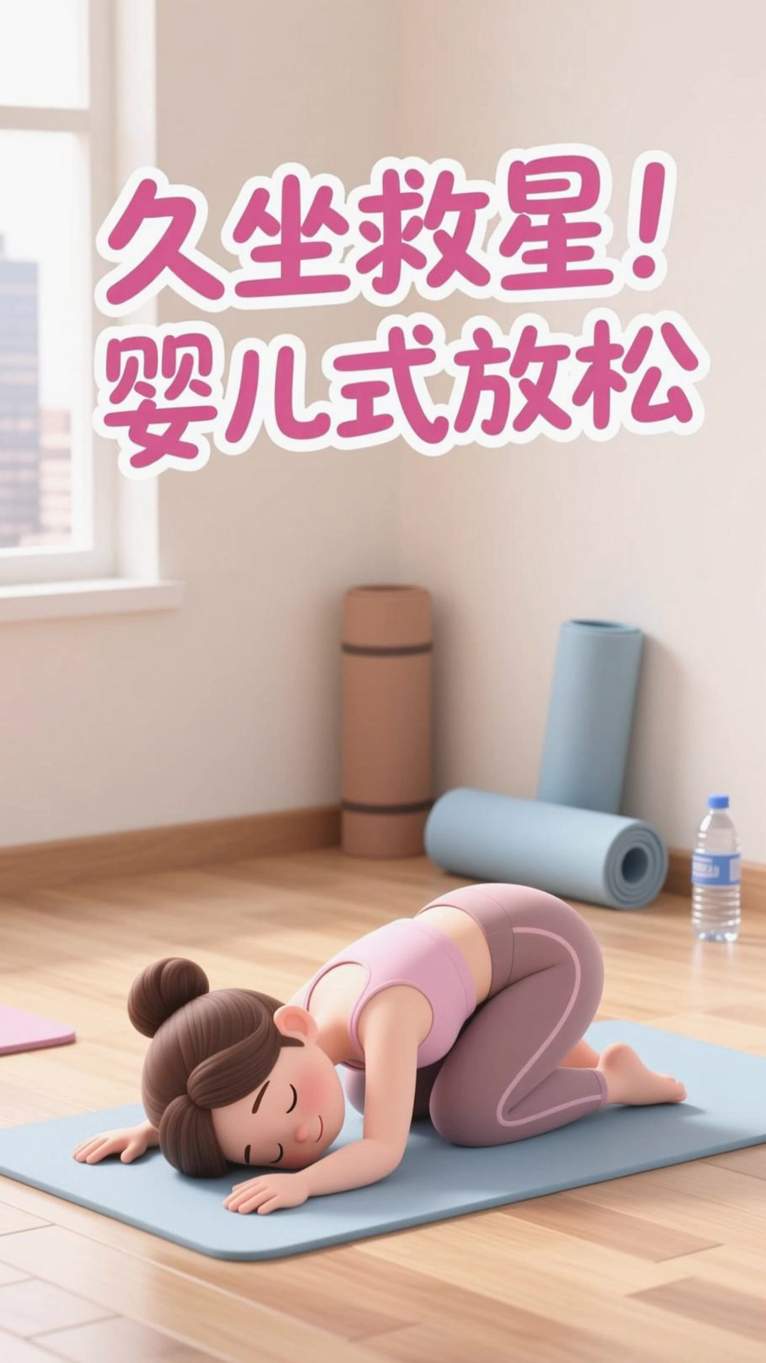 久坐舒缓,婴儿式放松腰背