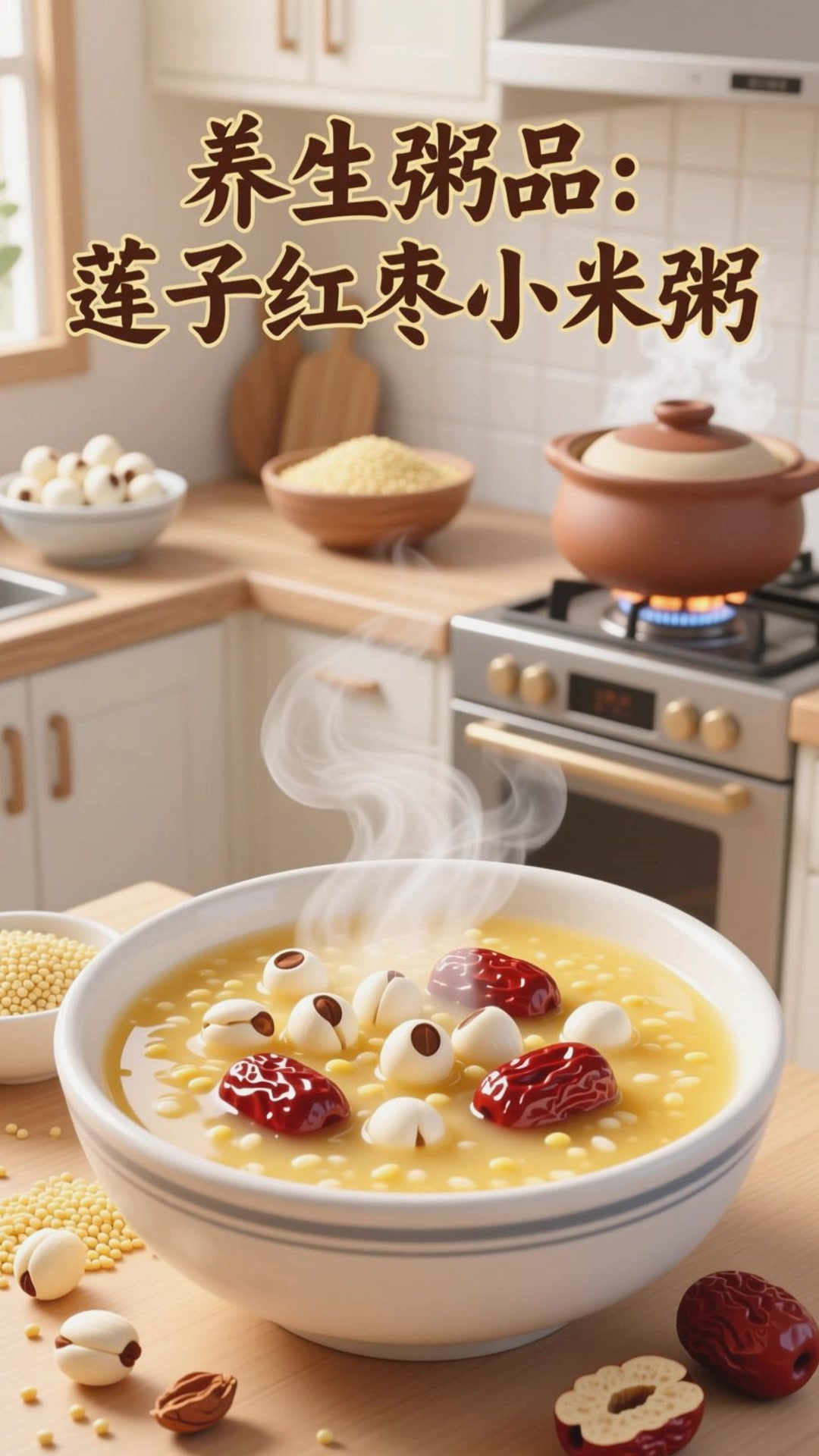 莲子红枣小米粥,香甜养生超可口