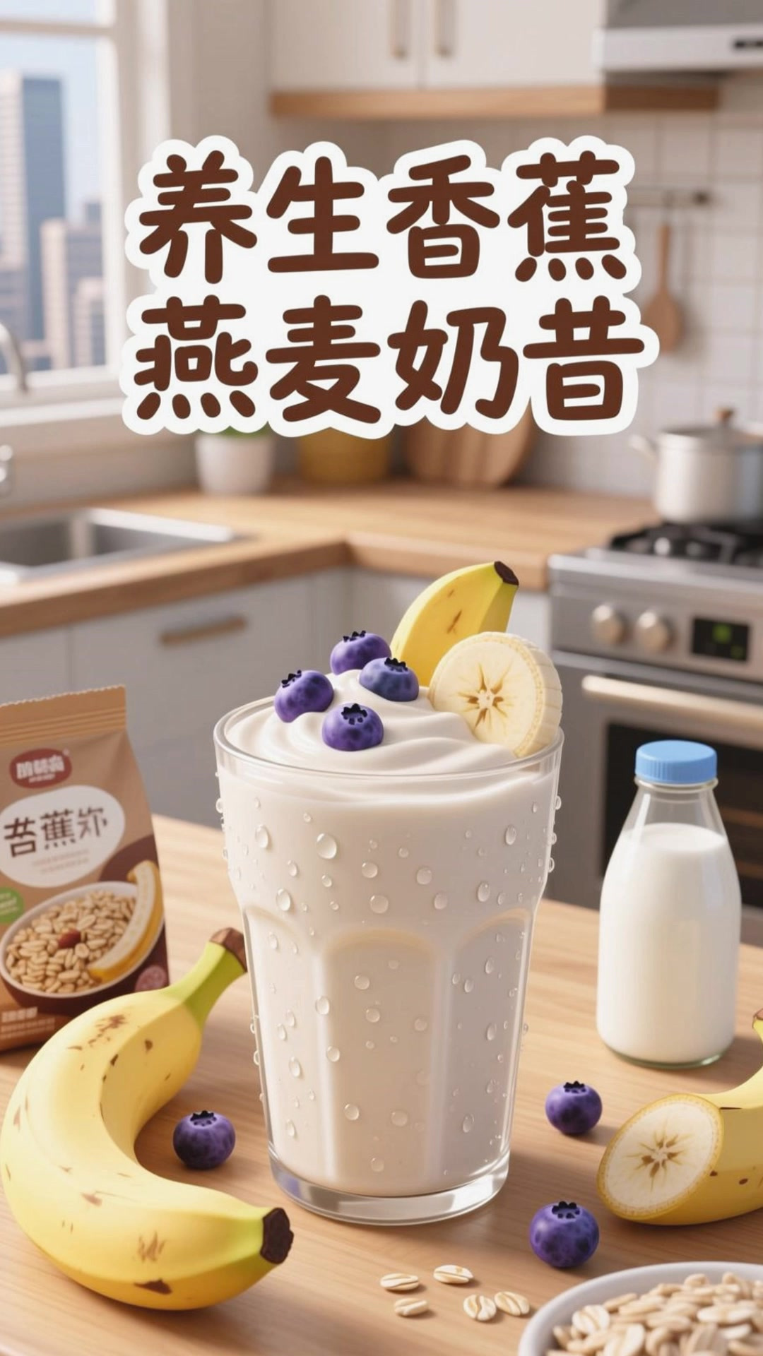 香蕉燕麦奶昔，养生超顺滑