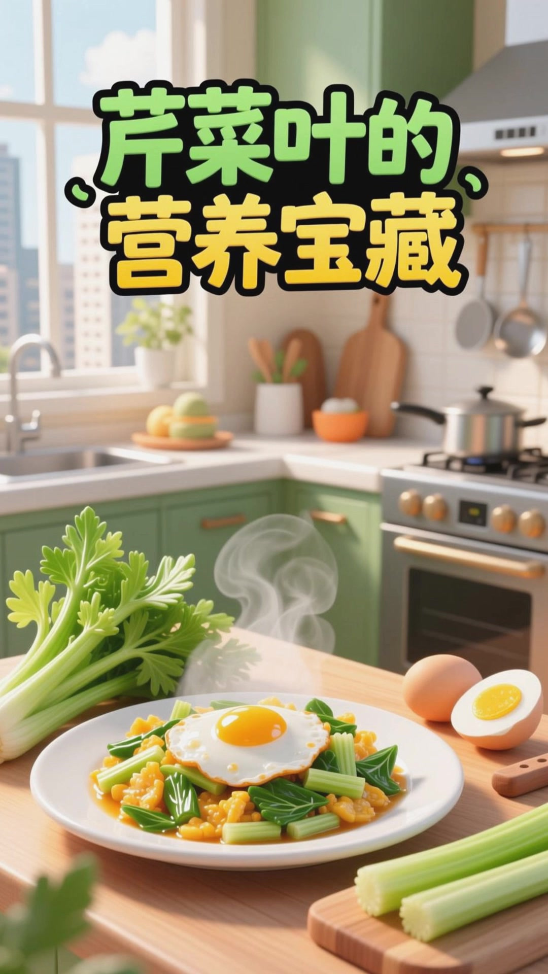芹菜叶炒鸡蛋，营养不浪费超下饭