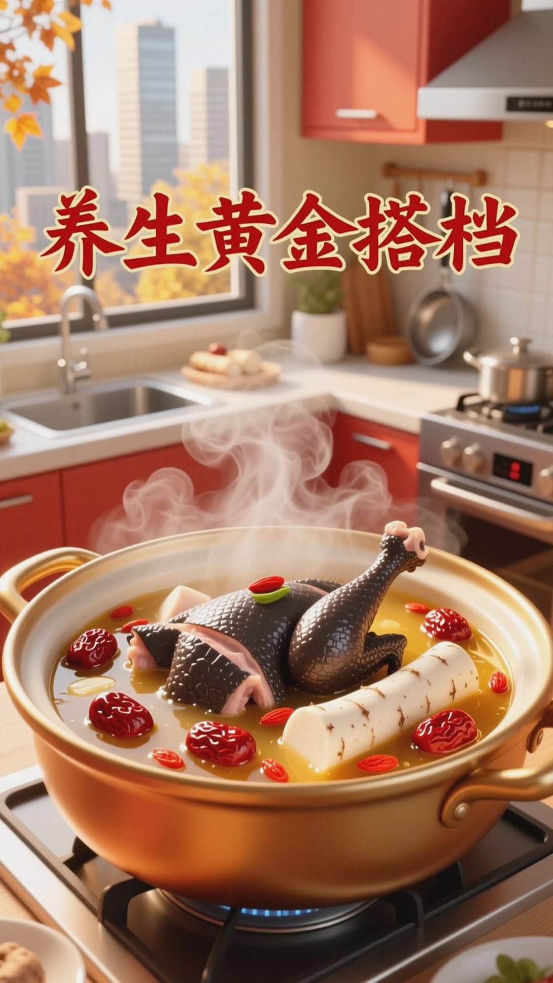 红枣枸杞山药炖鸡汤，养生超滋养
