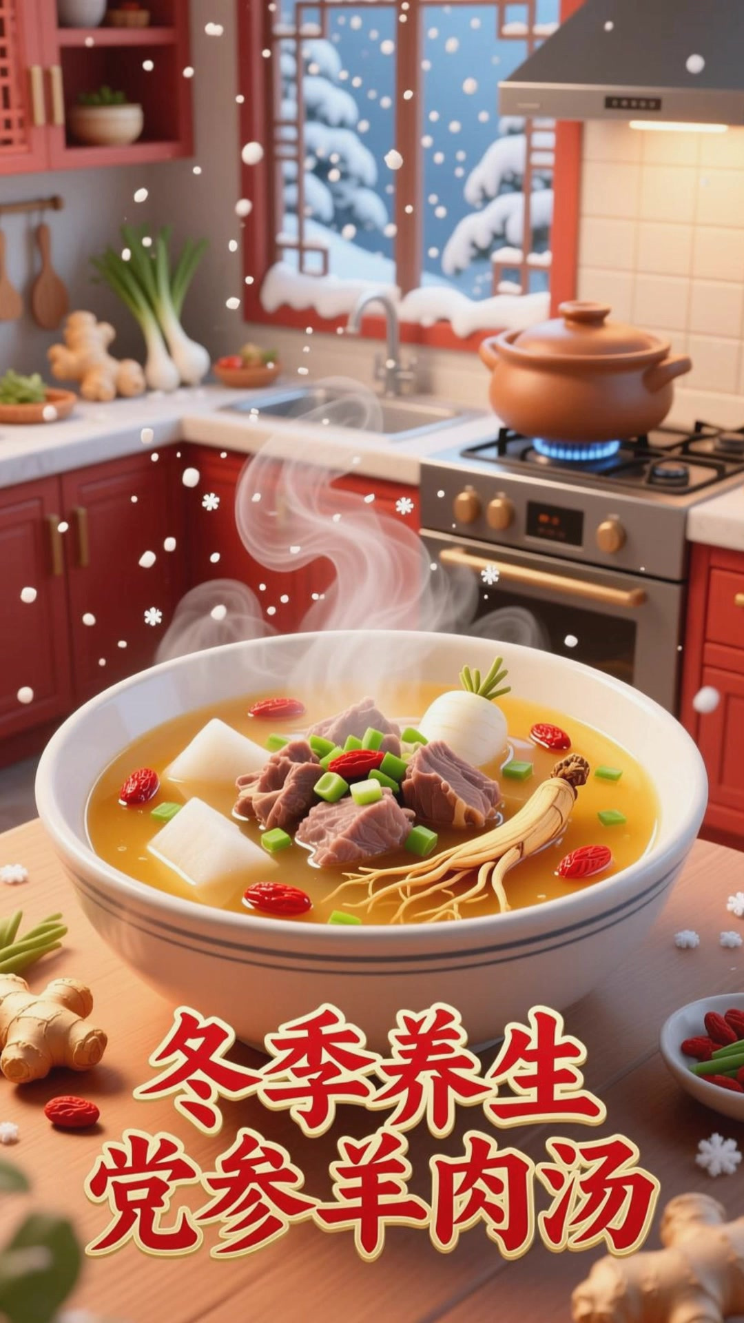 冬季养生营养，党参羊肉萝卜汤