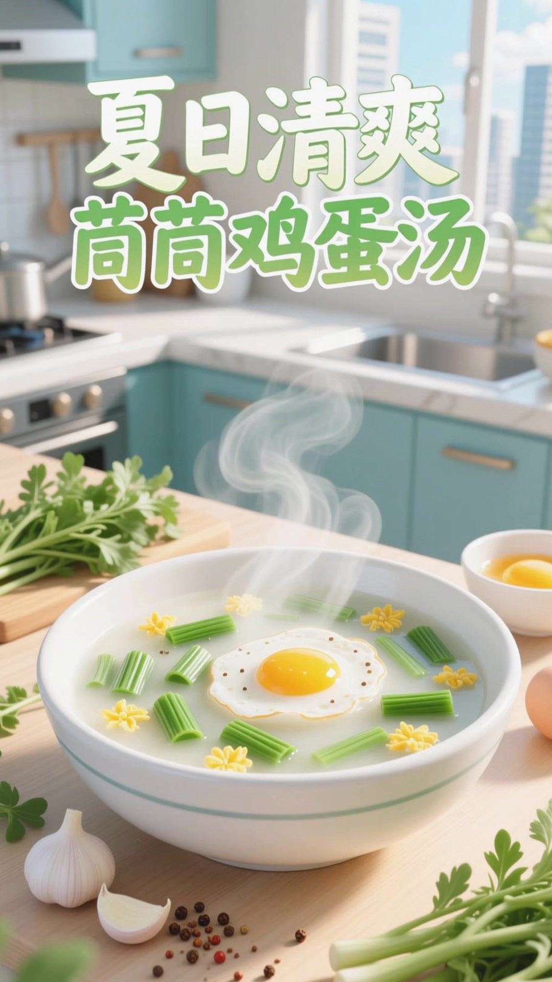 夏季吃茼蒿，搭配鸡蛋做汤超清爽