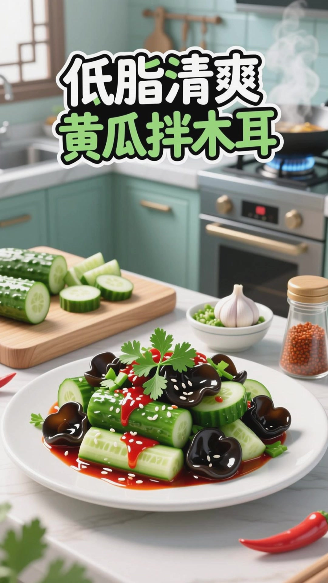 黄瓜拌木耳，低脂清爽超可口