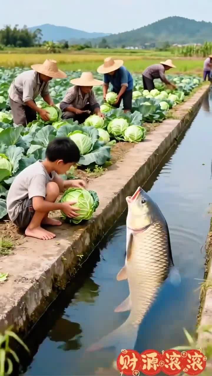 包菜喂鱼,这操作太接地气