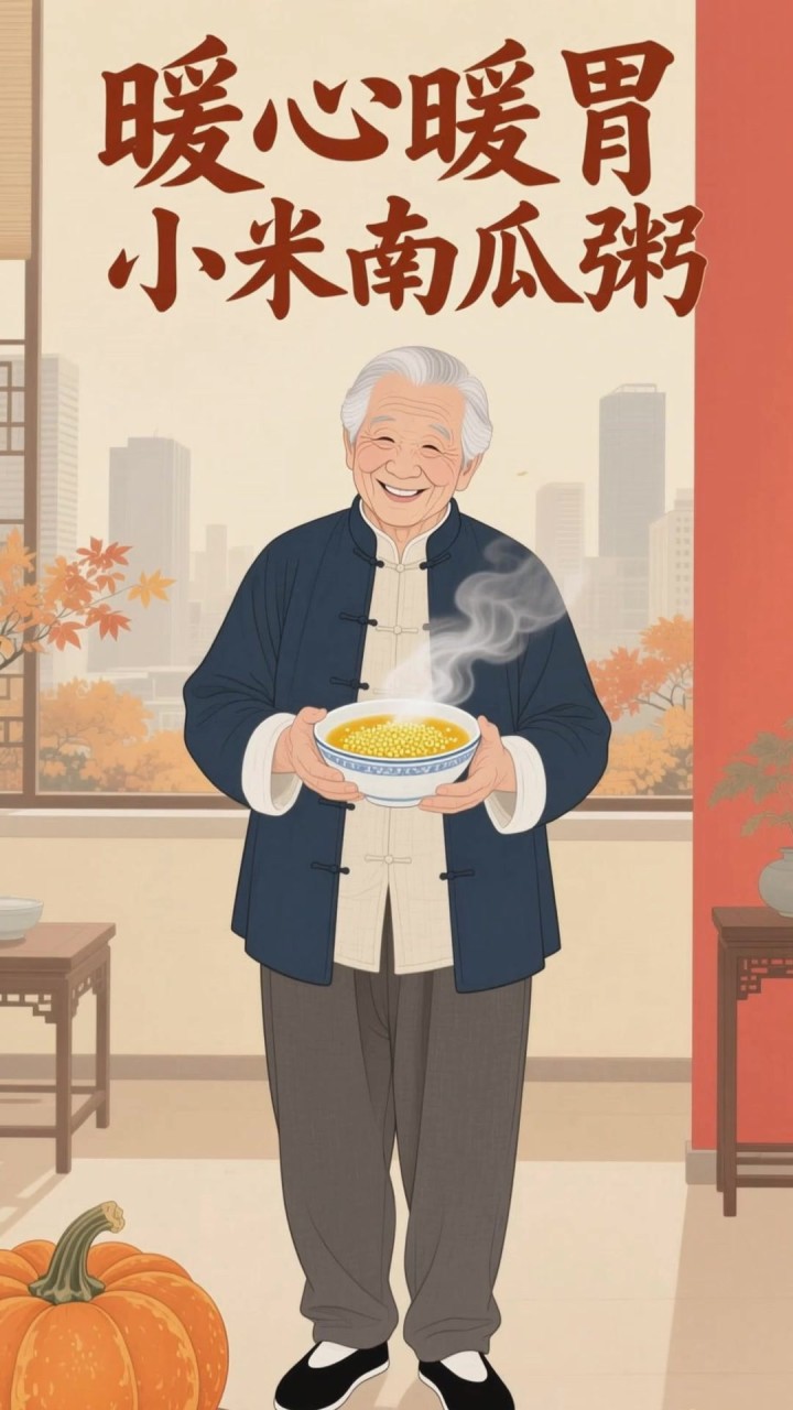 小米粥煮南瓜，香甜软糯，中老年人吃养胃又补能