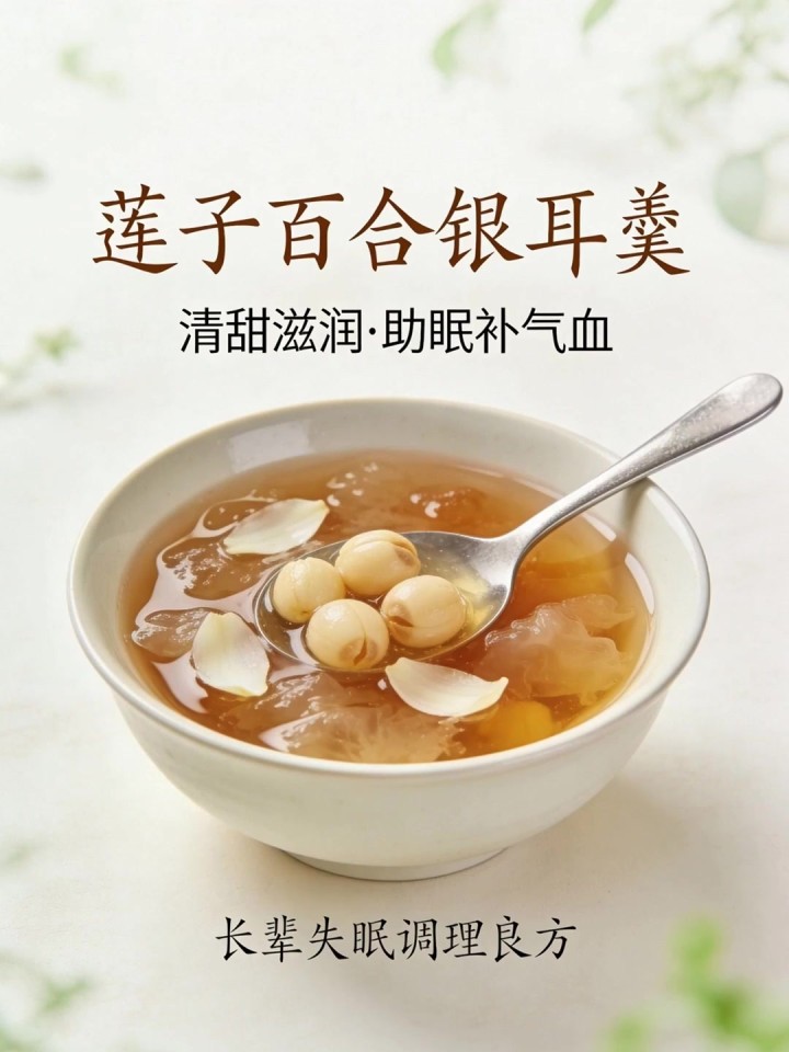实测莲子百合银耳羹!清甜滋润,长辈失眠吃着助眠还补气血～
