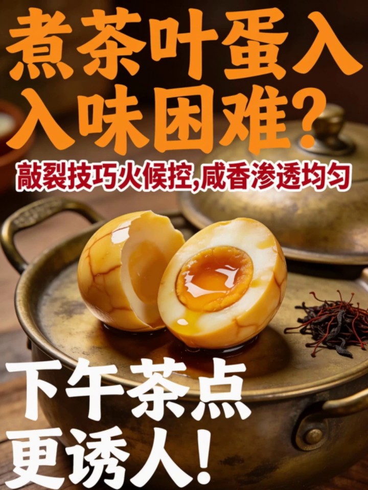 煮茶叶蛋入味困难？敲裂技巧火候控，咸香渗透均匀，下午茶点更诱人！