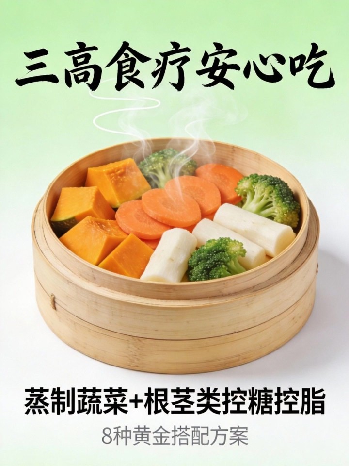 三高人群怕吃错?蒸制蔬菜 + 根茎类,食疗控糖控脂超安心!