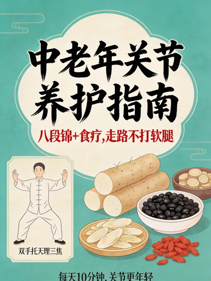 中老年关节痛?八段锦 + 关节养护食疗,走路不打软腿了!