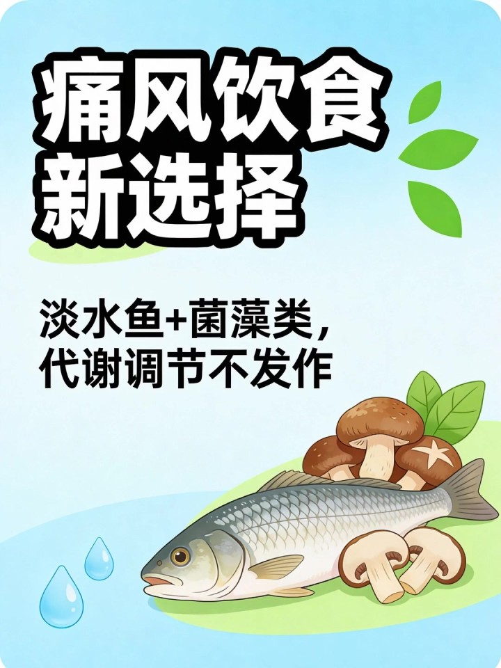 痛风饮食管理怕忌口?淡水鱼 + 菌藻类食材,代谢调节不发作～