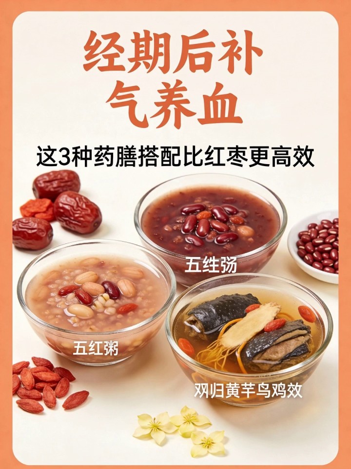 女性经期后补气养血,这3种药膳搭配比红枣更高效