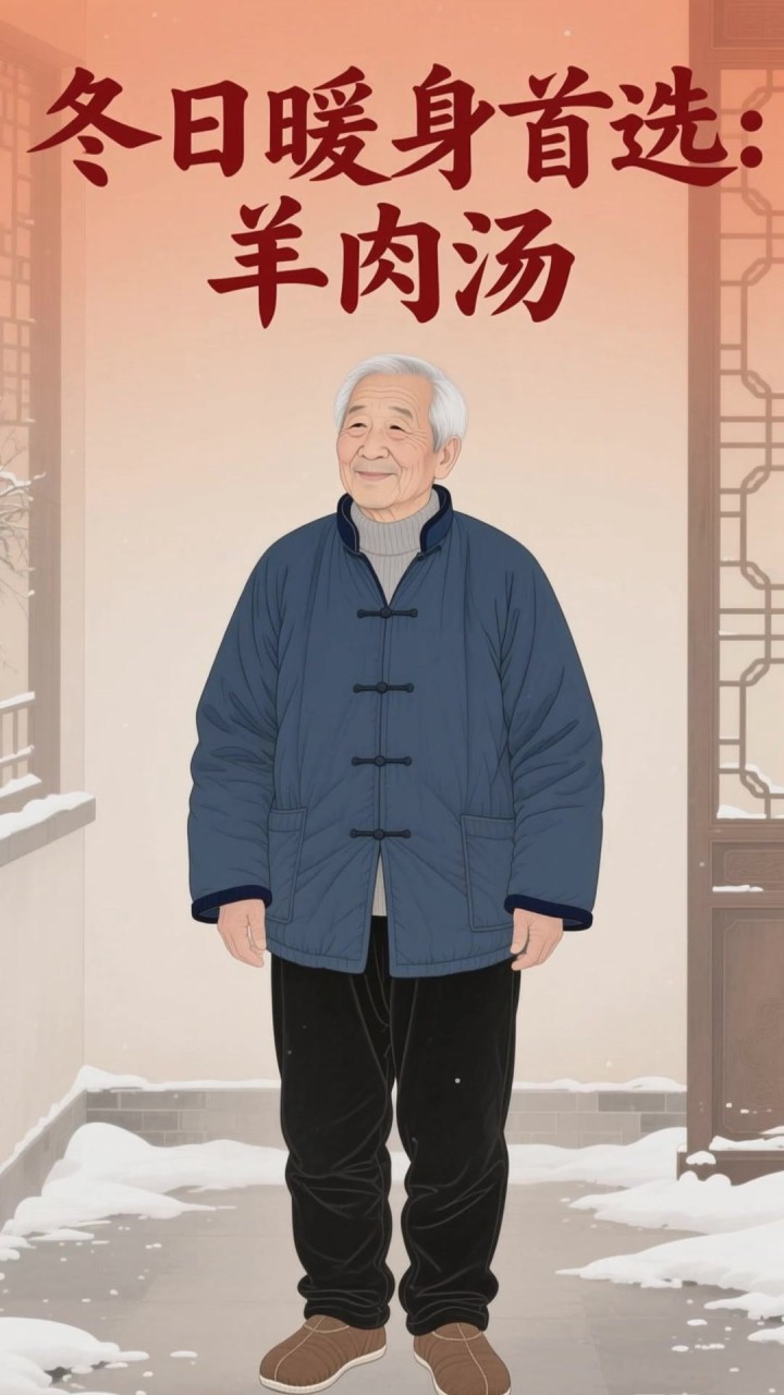 中老年人冬季多吃羊肉汤，温补驱寒，适量食用不上火