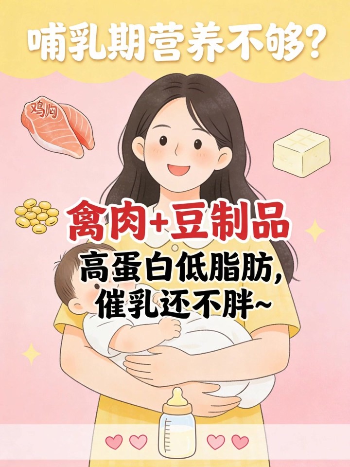 哺乳期营养不够?禽肉 + 豆制品,高蛋白低脂肪,催乳还不胖～