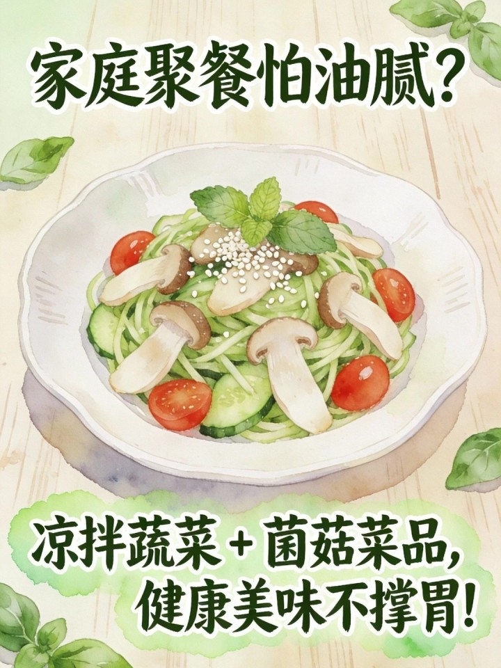 家庭聚餐怕油腻?凉拌蔬菜 + 菌菇菜品,健康美味不撑胃!
