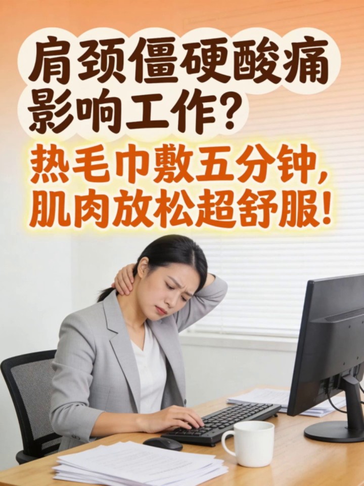 肩颈僵硬酸痛影响工作?热毛巾敷五分钟,肌肉放松超舒服!