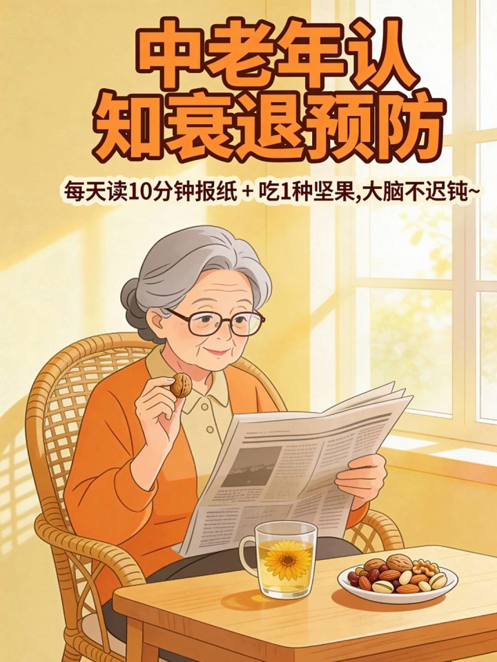 中老年认知衰退预防!每天读 10 分钟报纸 + 吃 1 种坚果,大脑不迟钝～