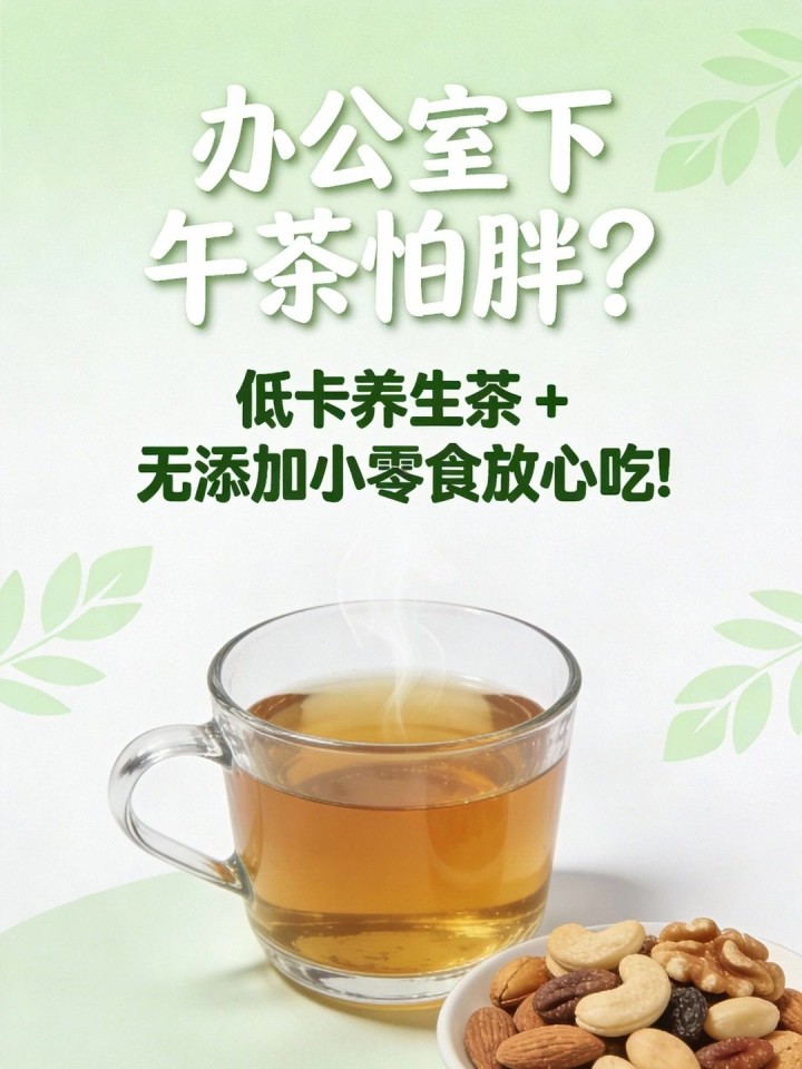 办公室下午茶怕胖?低卡养生茶 + 无添加小零食放心吃!