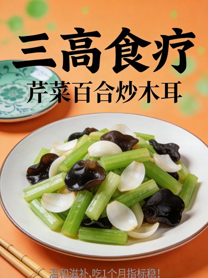 中老年三高食疗!芹菜百合炒木耳,温和滋补,吃 1 个月指标稳!