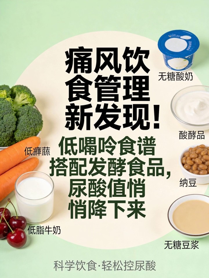痛风饮食管理新发现!低嘌呤食谱搭配发酵食品,尿酸值悄悄降下来