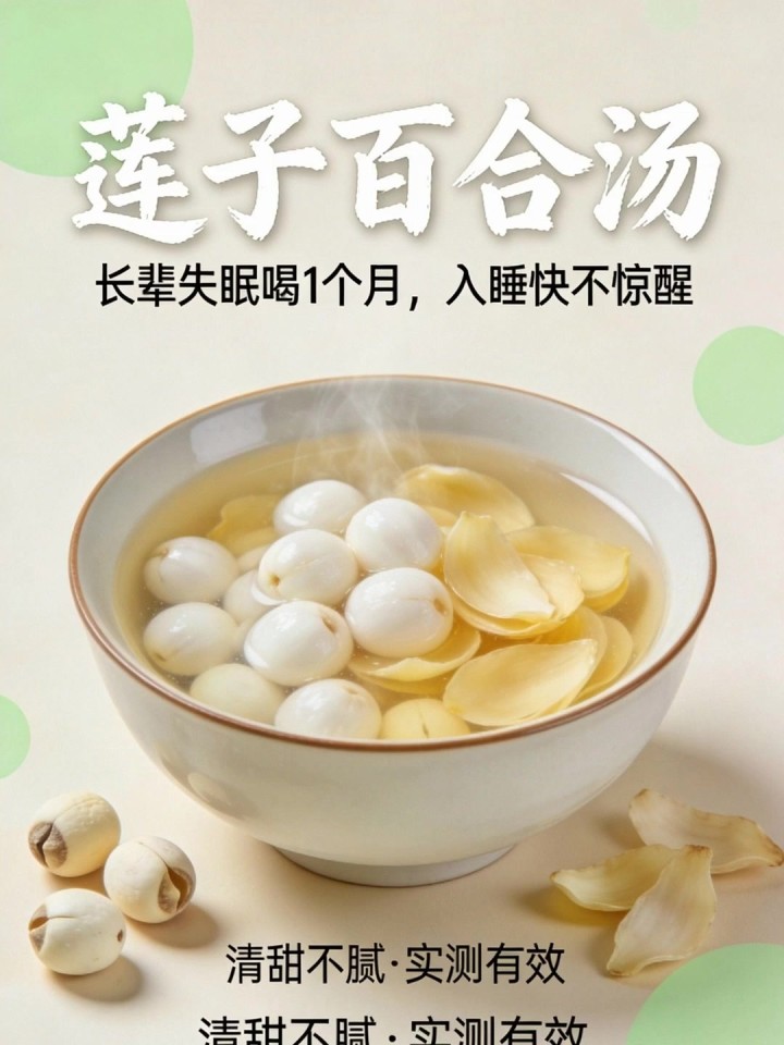实测莲子百合汤,清甜不腻,长辈失眠喝 1 个月,入睡快不惊醒
