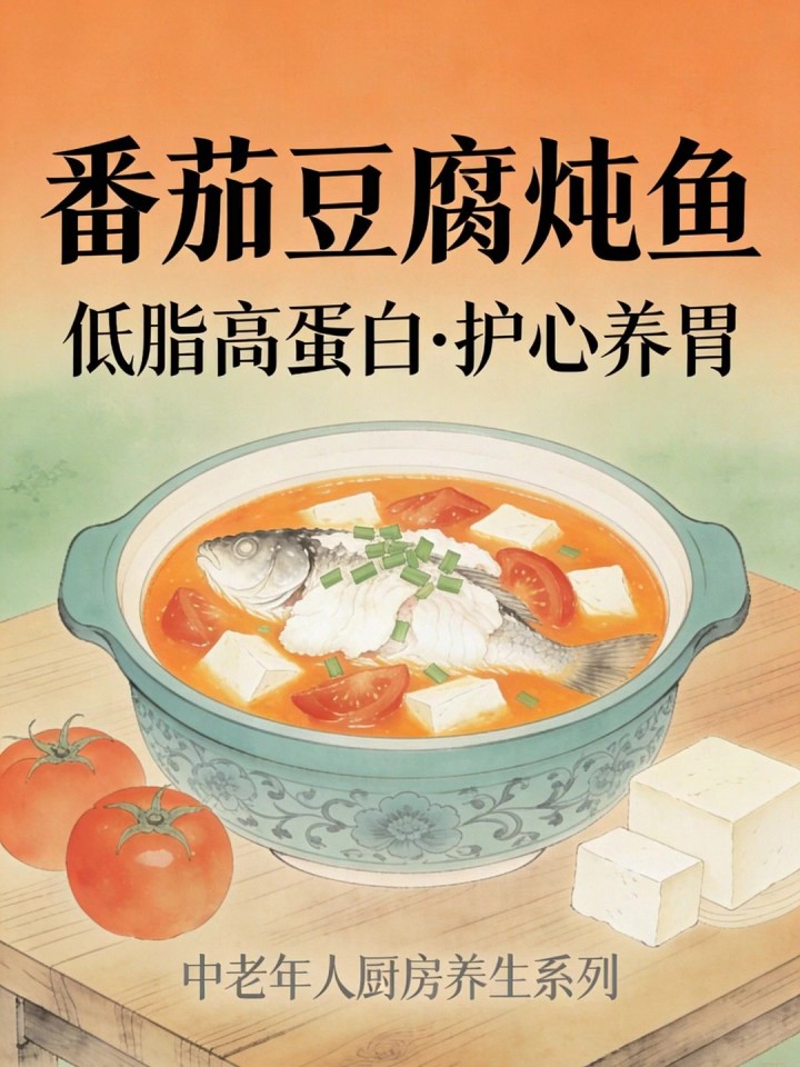 中老年人厨房养生!番茄豆腐炖鱼,改良后低脂高蛋白,护心又养胃超简单～