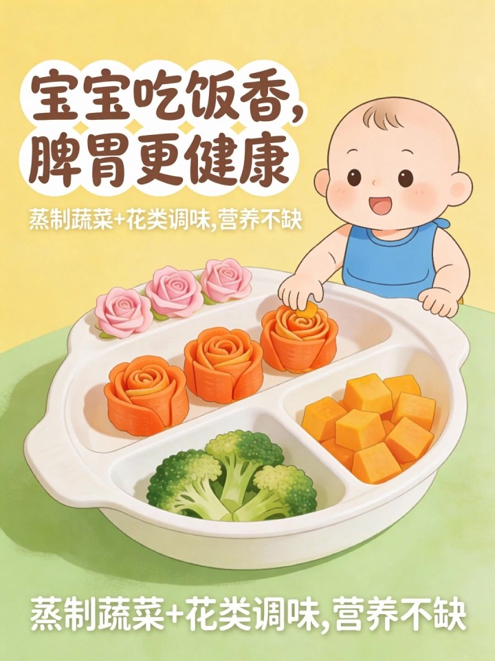儿童脾胃虚弱挑食?蒸制蔬菜 + 花类调味,宝宝吃饭香营养不缺!