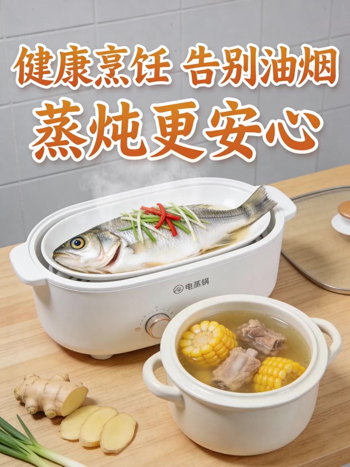 健康烹饪油烟大,选择蒸炖少油少盐,饭菜清淡可口家人吃得更安心!