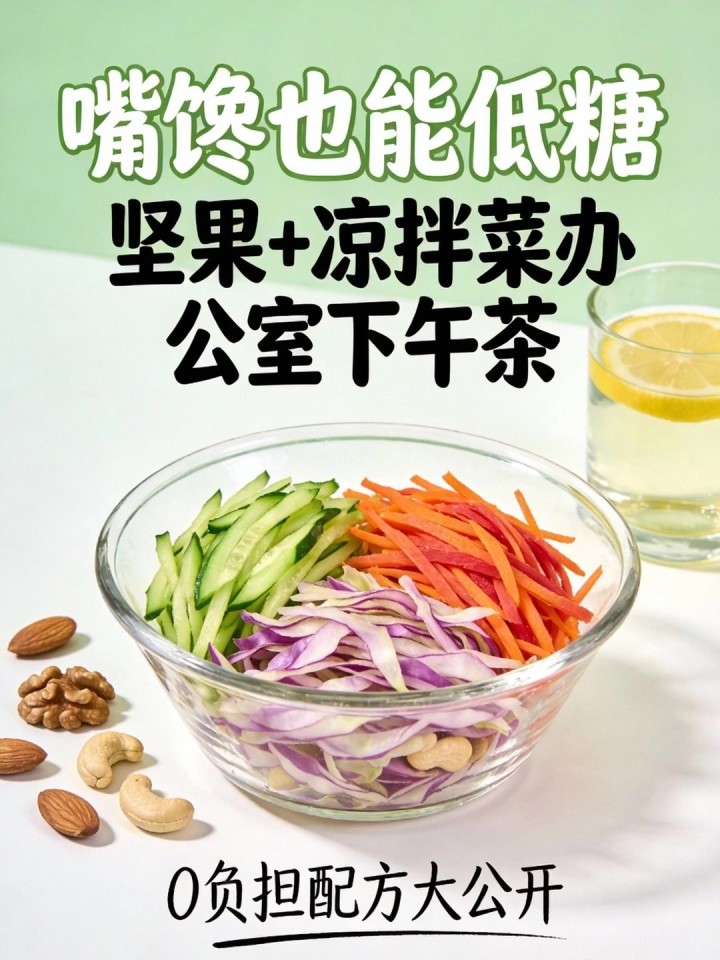 嘴馋还想低糖!坚果 + 无添加凉拌菜,当办公室下午茶完全没负罪感