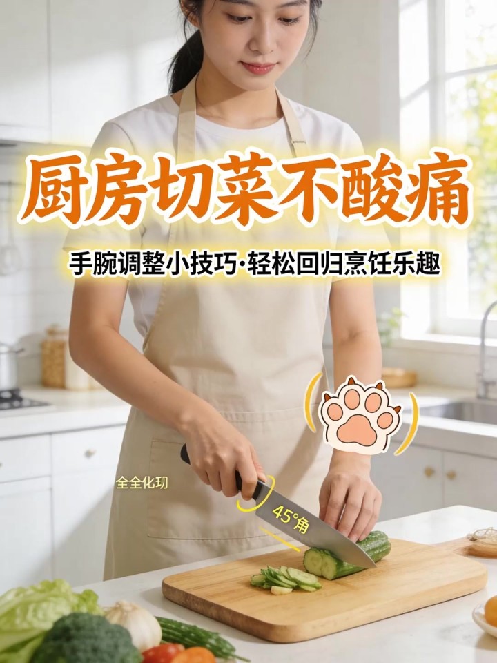 厨房切菜姿势不对,手腕酸痛调整小技巧,烹饪乐趣回归轻松多!