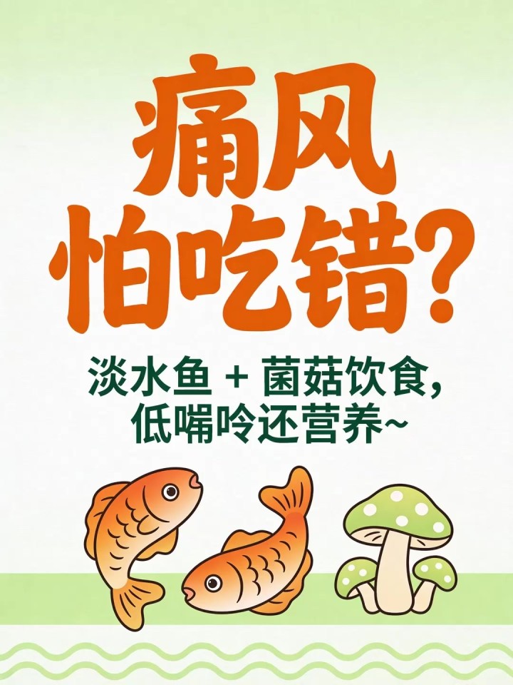 痛风怕吃错?淡水鱼 + 菌菇饮食,低嘌呤还营养～