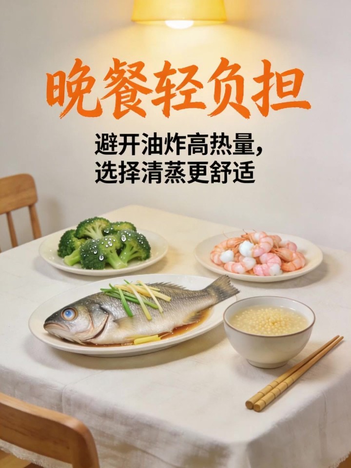晚餐避开油炸高热量食物,选择清蒸烹饪方式,身体舒适无负担