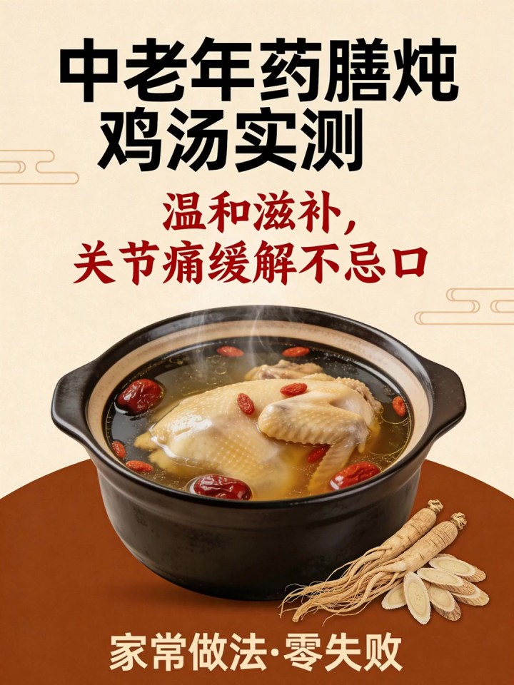 中老年药膳炖鸡汤实测!温和滋补,关节痛缓解不忌口