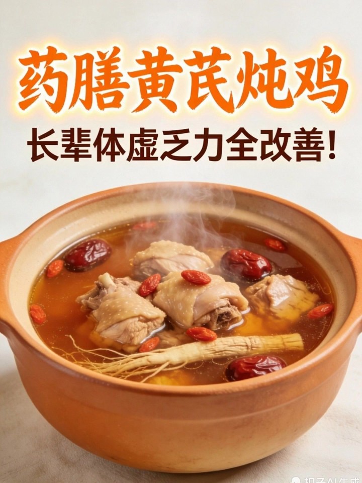 药膳黄芪炖鸡,长辈体虚乏力全改善!